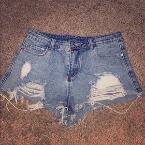 High waisted ripped shorts